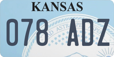 KS license plate 078ADZ