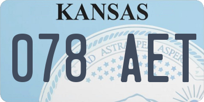 KS license plate 078AET