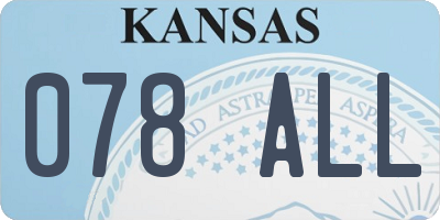 KS license plate 078ALL