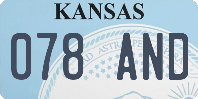 KS license plate 078AND