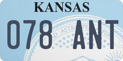 KS license plate 078ANT