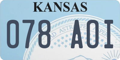 KS license plate 078AOI