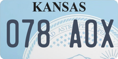 KS license plate 078AOX