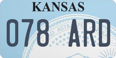 KS license plate 078ARD