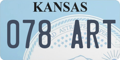 KS license plate 078ART
