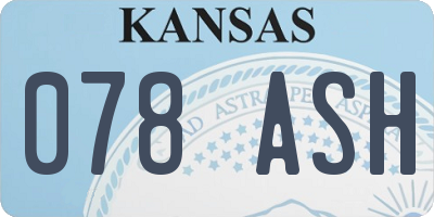 KS license plate 078ASH