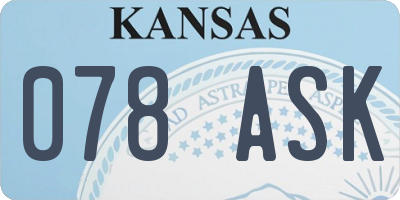 KS license plate 078ASK