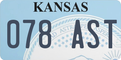 KS license plate 078AST