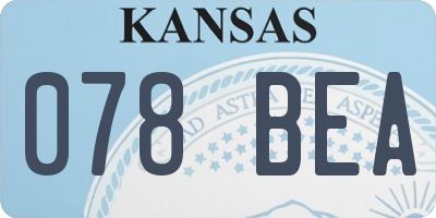 KS license plate 078BEA