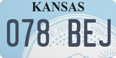 KS license plate 078BEJ