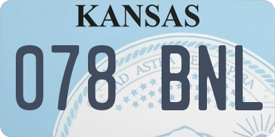 KS license plate 078BNL