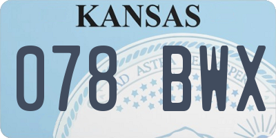 KS license plate 078BWX