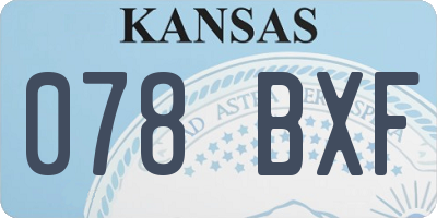 KS license plate 078BXF