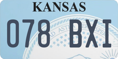 KS license plate 078BXI