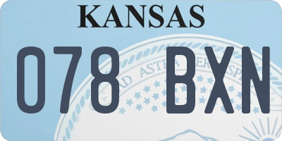 KS license plate 078BXN