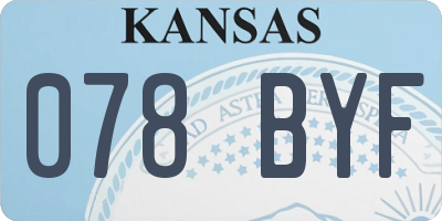 KS license plate 078BYF