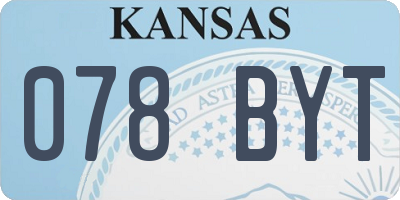 KS license plate 078BYT