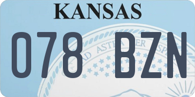 KS license plate 078BZN
