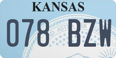 KS license plate 078BZW