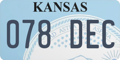 KS license plate 078DEC
