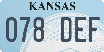 KS license plate 078DEF