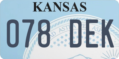 KS license plate 078DEK