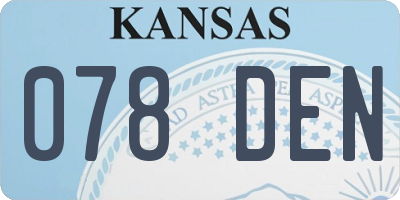 KS license plate 078DEN