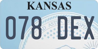 KS license plate 078DEX
