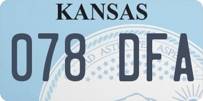 KS license plate 078DFA