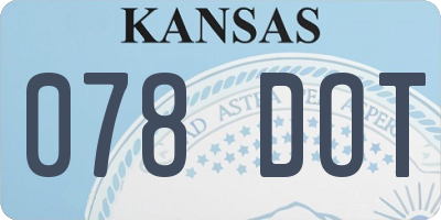 KS license plate 078DOT