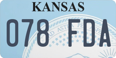 KS license plate 078FDA