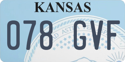 KS license plate 078GVF