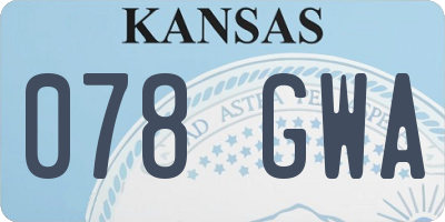 KS license plate 078GWA
