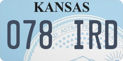KS license plate 078IRD