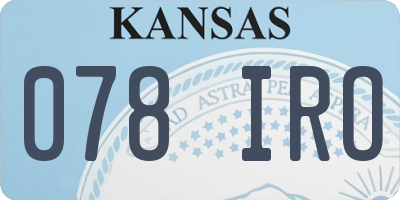 KS license plate 078IRO
