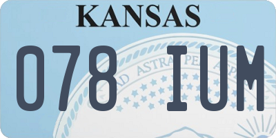 KS license plate 078IUM