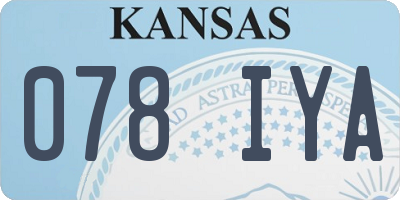 KS license plate 078IYA