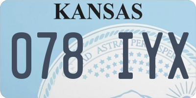 KS license plate 078IYX