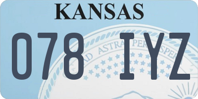 KS license plate 078IYZ