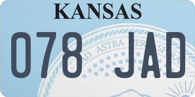 KS license plate 078JAD