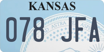 KS license plate 078JFA