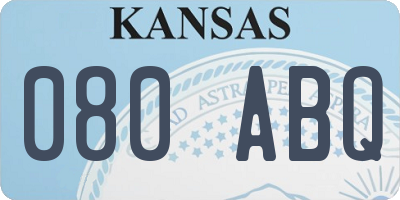 KS license plate 080ABQ