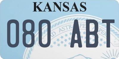 KS license plate 080ABT