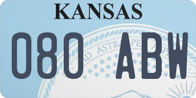KS license plate 080ABW