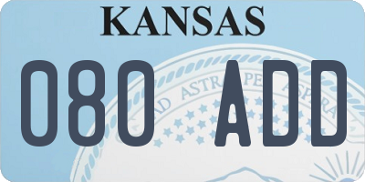 KS license plate 080ADD