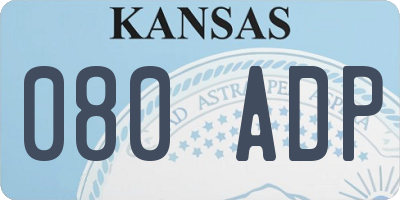 KS license plate 080ADP