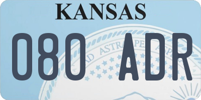 KS license plate 080ADR