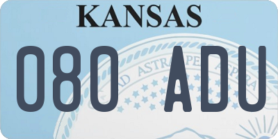 KS license plate 080ADU