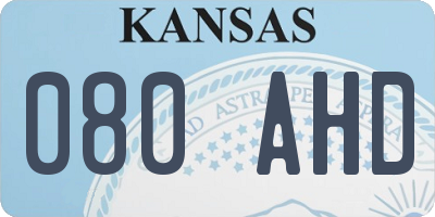 KS license plate 080AHD