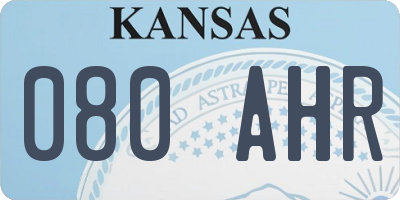 KS license plate 080AHR